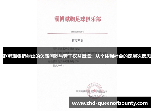 赵鹏现象折射出的欠薪问题与劳工权益困境:从个体到社会的深层次反思 赵鹏现象折射出的欠薪问题与劳工权益困境:从个体到社会的深层次反思